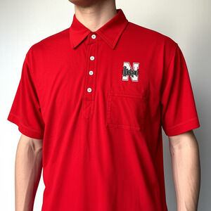 Vtg Pro Celebrity Nebraska Huskers‎ Polo Shirt Red 4 Button Team Spirit Mens M